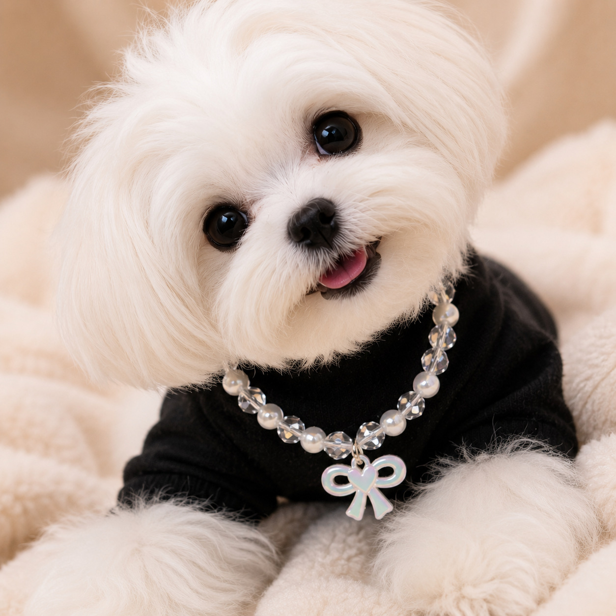 Pearl Bow Cat Collar